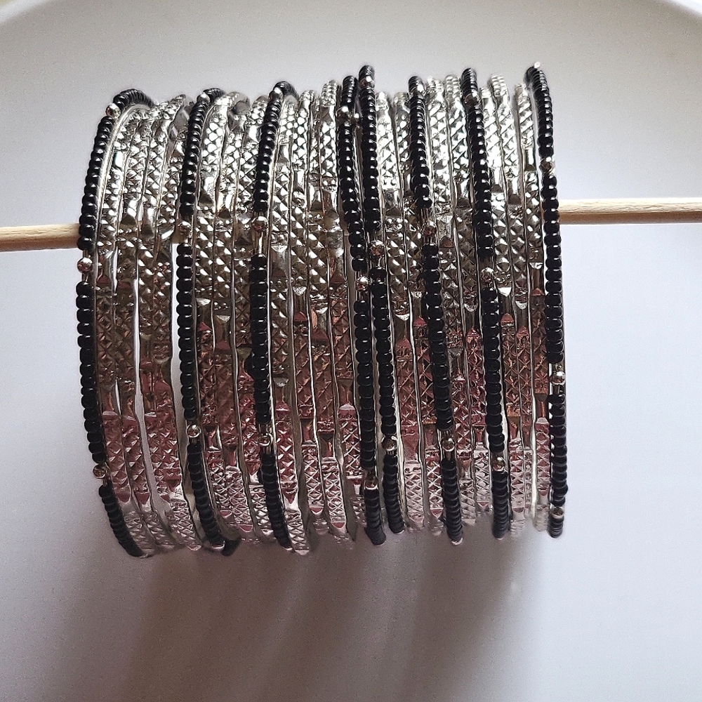 Silver and Black Bracelets